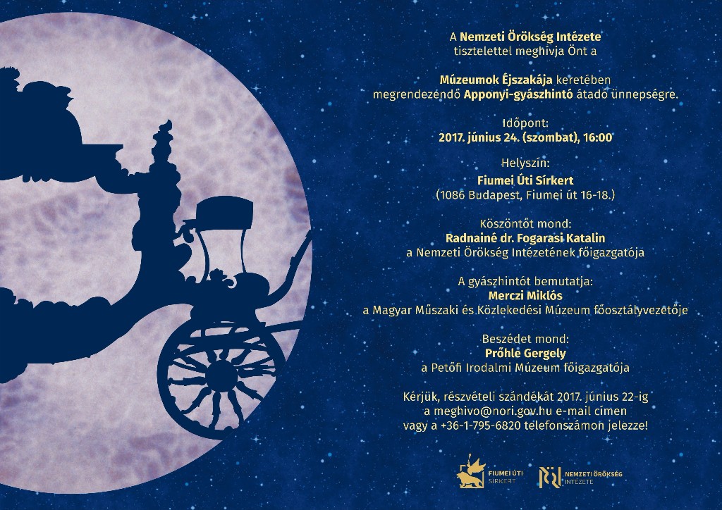 Múzeumok Éjszakája - Apponyi-gyászhintó avatási ünnepsége